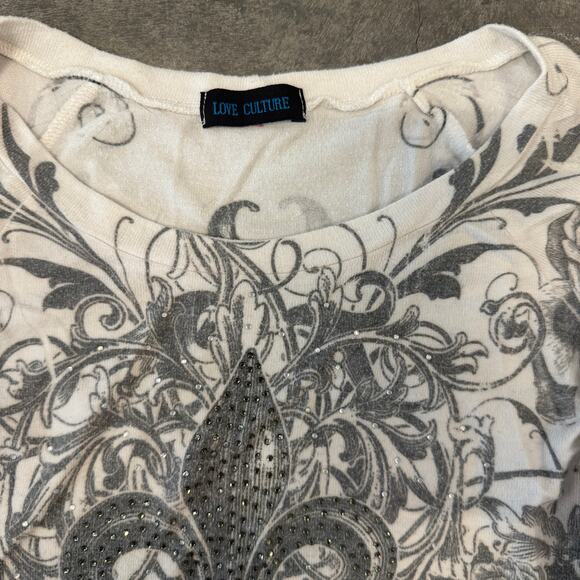 Vintage Y2k Mcbling Rhinestone White Cross Longsleeve Scrunch Tie Mini Dress S - Picture 4 of 6